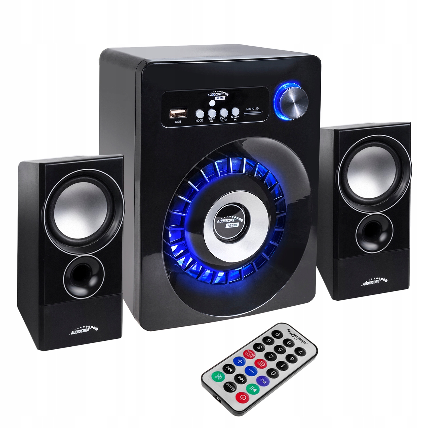 Reproduktory Audiocore AC910 2.1 s Bluetooth, FM rádiom, vstupom pre TF kartu, AUX
